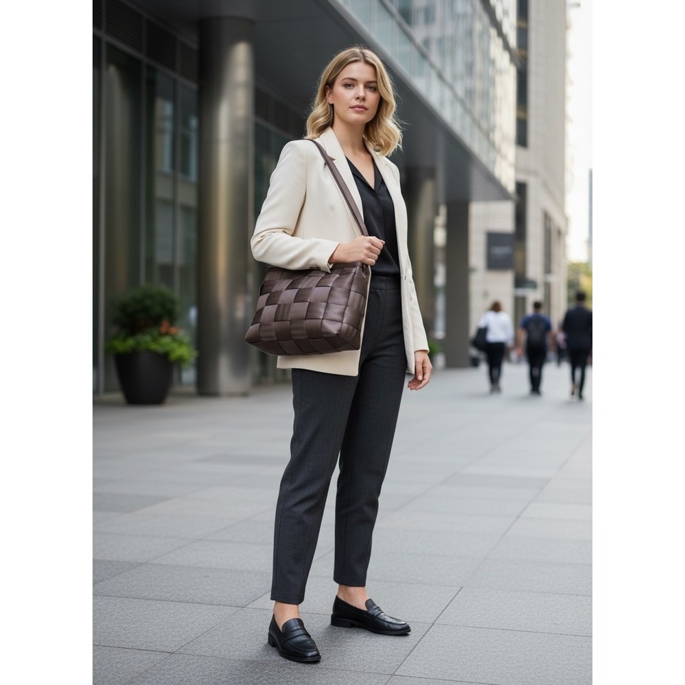 Harveys Seatbelt Handbag Tote Dark Brown Woven‎ Shoulder Bag